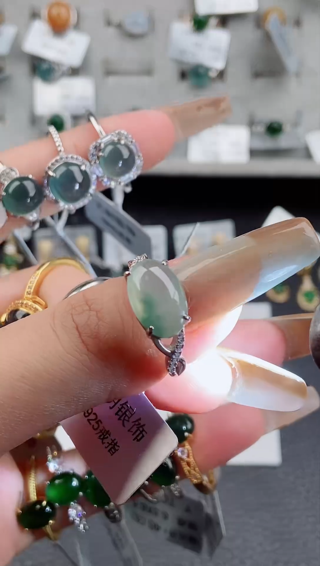 【闪购商品】翡翠戒指银S925镶嵌戒指88