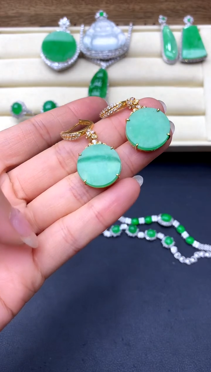 【闪购商品】翡翠耳饰18K金镶嵌524-中国好珍宝