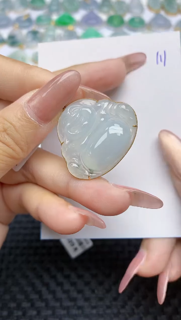 【闪购商品】翡翠颈饰18K金镶嵌天然A货翡翠 111