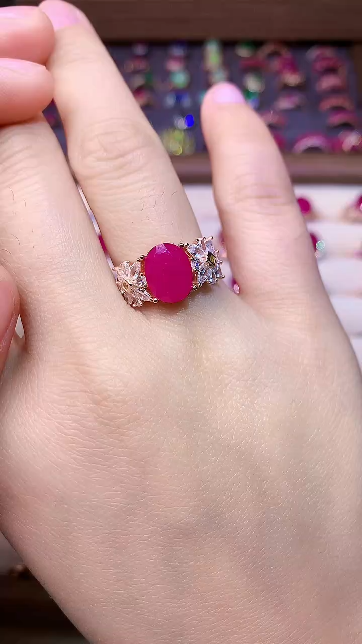 【闪购商品】红宝石戒指银S925镶嵌0000