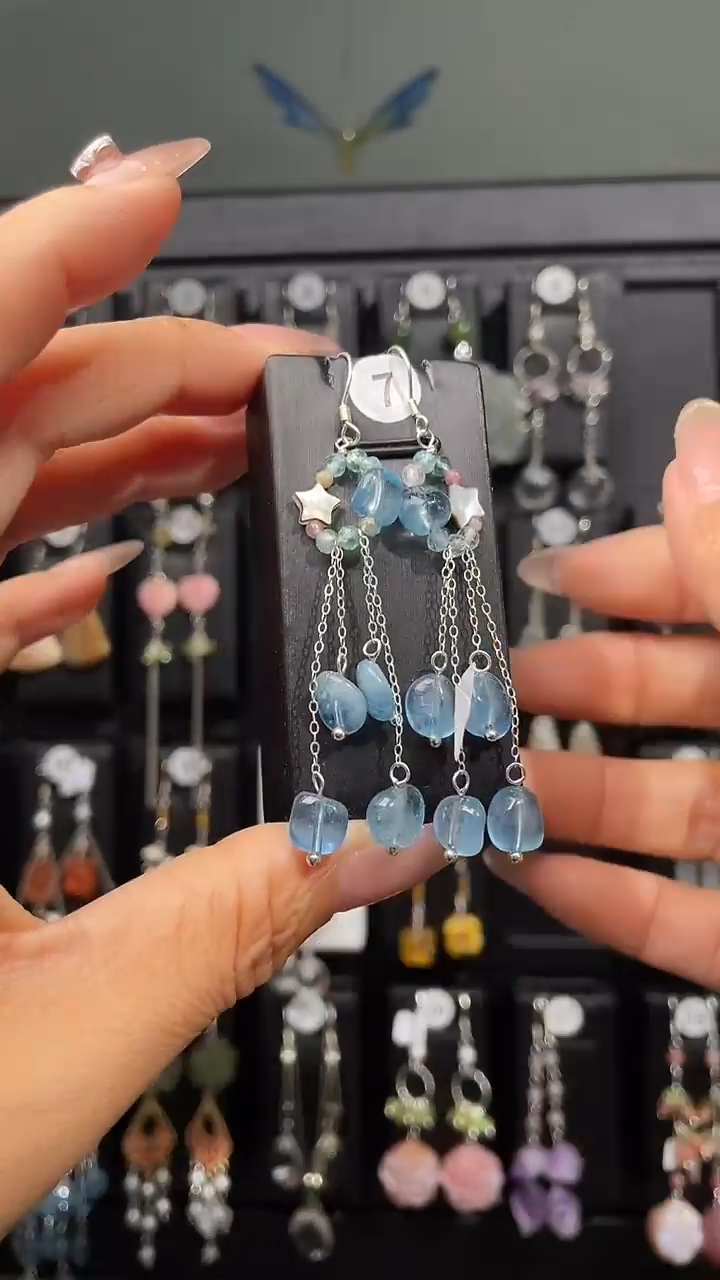 紫晶耳饰银S925镶嵌小**了小熊醒了