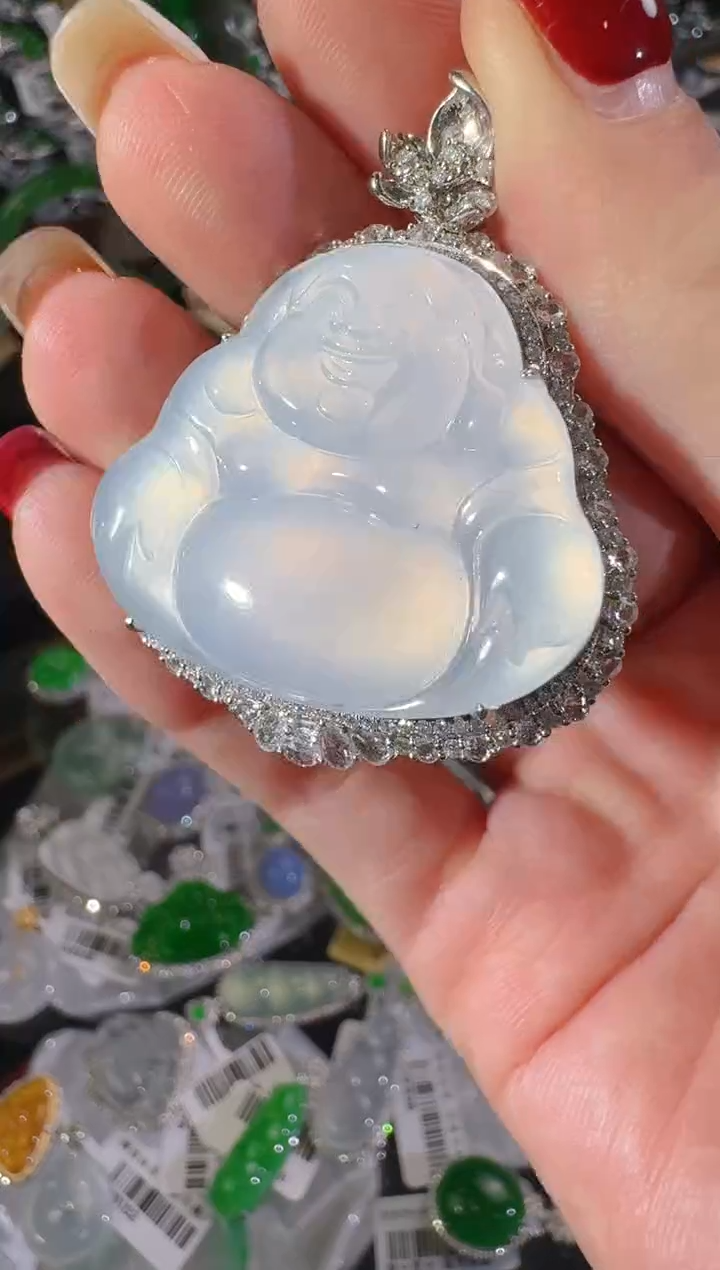 【闪购商品】翡翠颈饰18K金镶嵌缅甸翡翠佛公