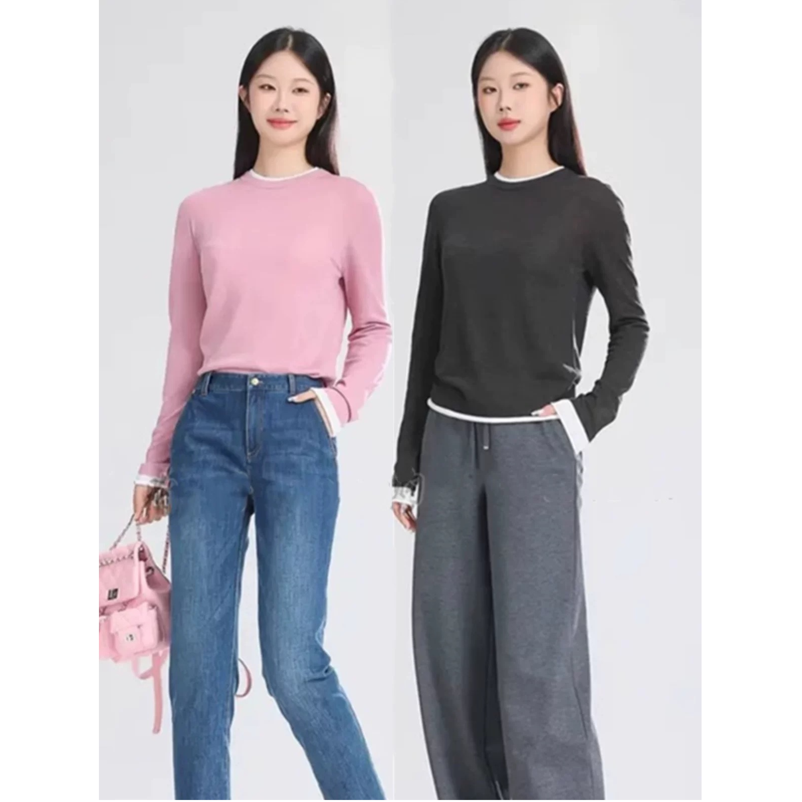 GIRDEAR /哥弟新款保暖百搭上衣冬季修身圆领长袖针织衫1399763