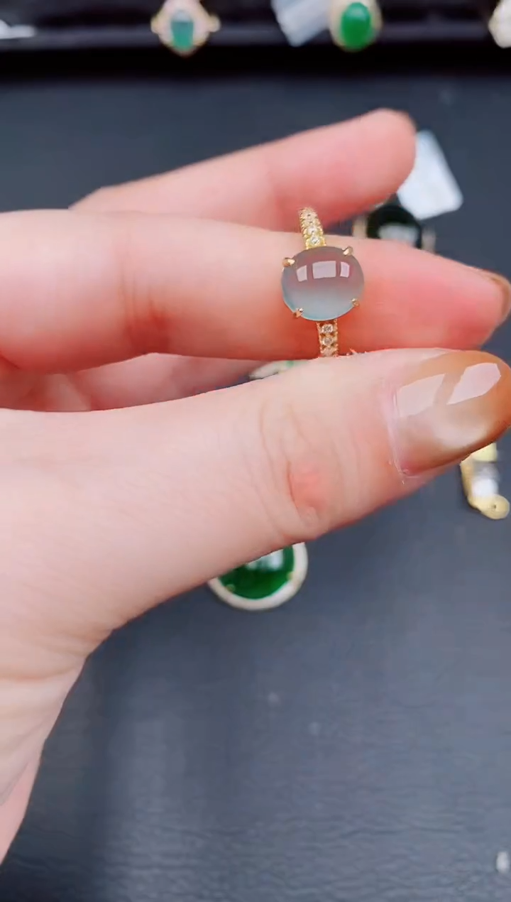 【闪购商品】翡翠戒指银S925镶嵌天然a货翡翠342