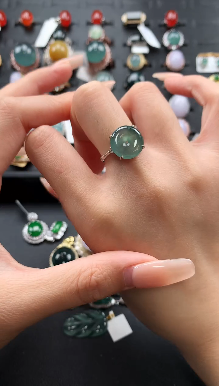 【闪购商品】翡翠戒指银S925镶嵌653646745
