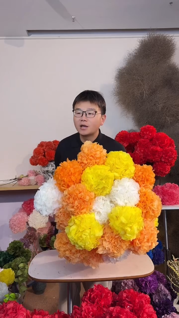 漂色永生大叶绣球花球21枝——金黄7/香槟10/白4