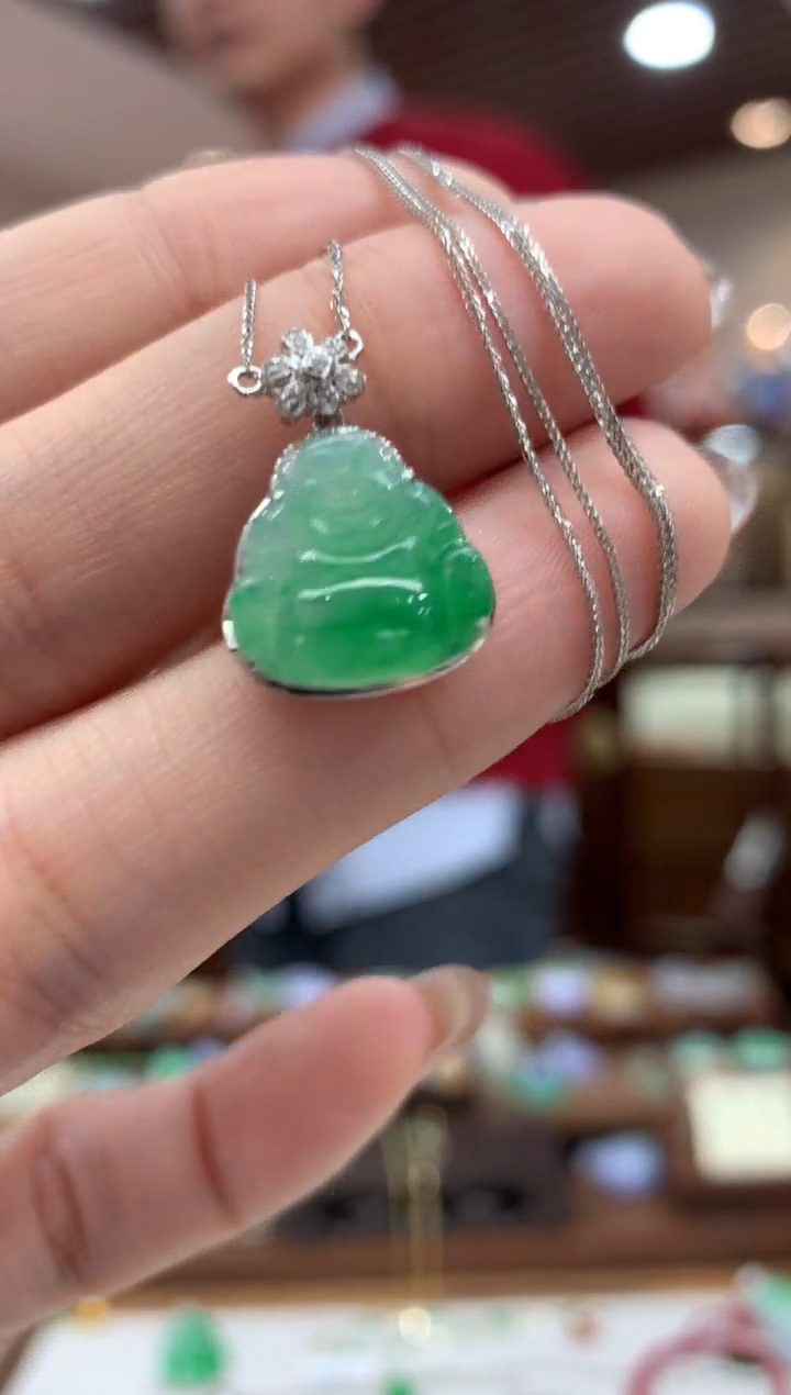 【闪购商品】翡翠套链18K金镶嵌佛公