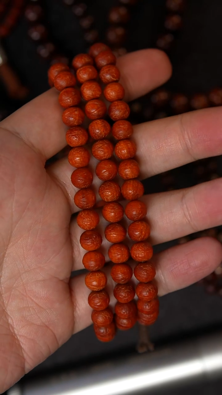 手串/手链小叶紫檀.*8mm紫檀凤眼36颗+铜眼+人脸三通 