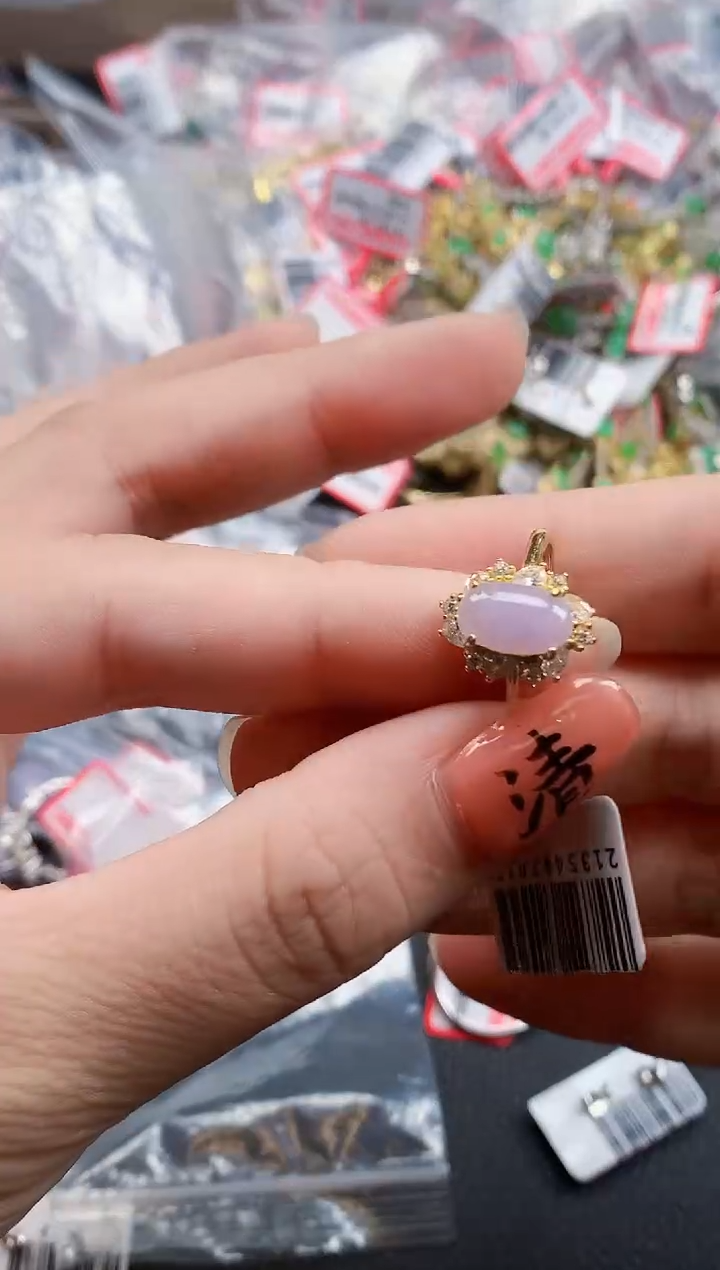 银S925镶嵌戒指翡翠天然A货缅甸翡翠