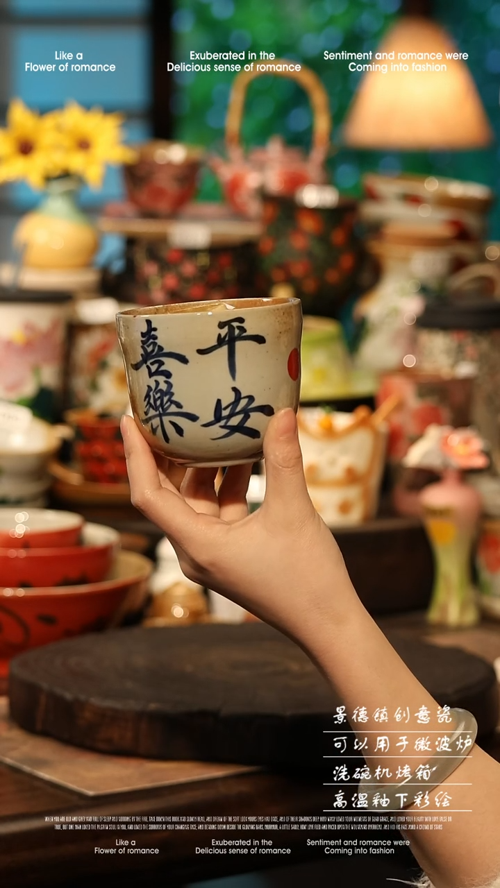 陶瓷景德镇高温釉下彩手工手绘款式@A0814@