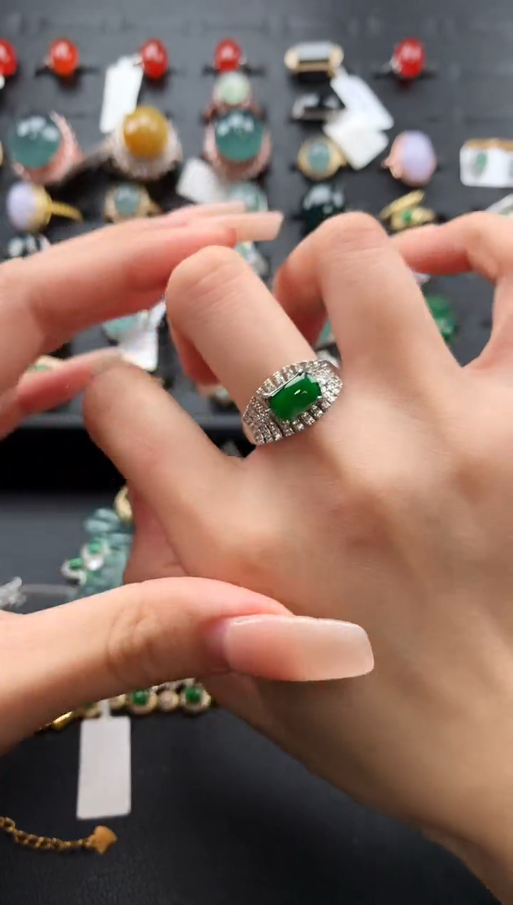 【闪购商品】翡翠戒指银S925镶嵌3453252