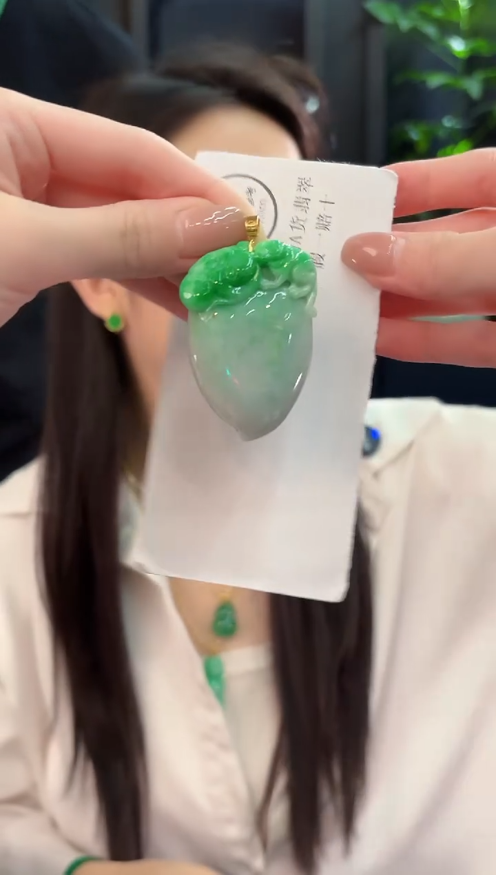 吊坠(不含链)18K金镶嵌翡翠 缅甸A货/支持复检/一件