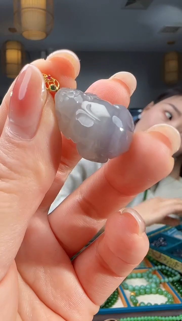 吊坠(不含链)18K金镶嵌和田玉1