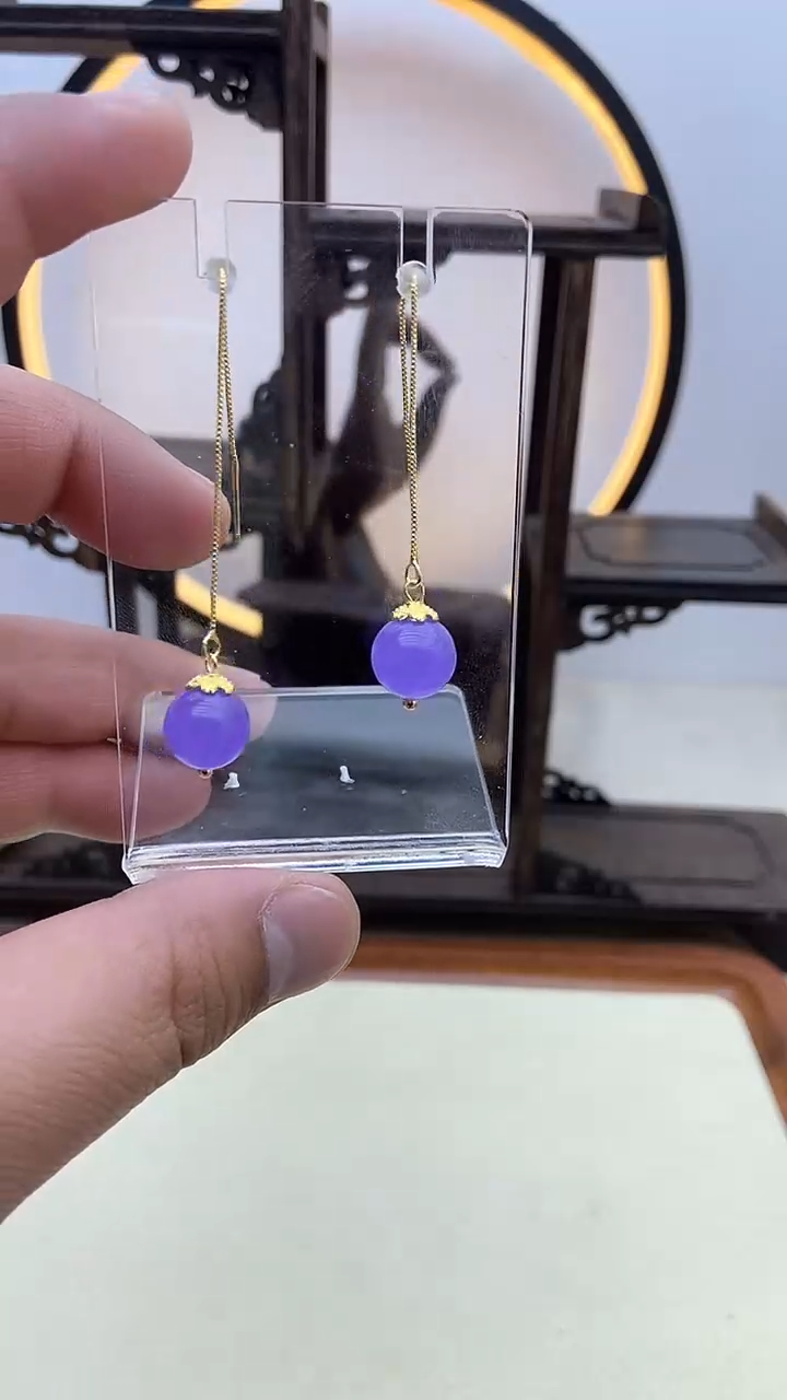 【闪购商品】翡翠耳饰14K金镶嵌10号