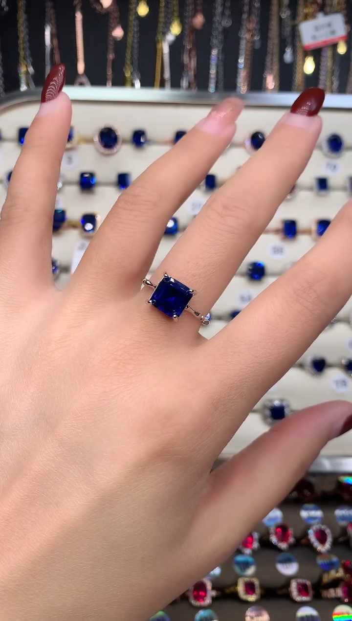 【闪购商品】蓝宝石戒指银S925镶嵌8