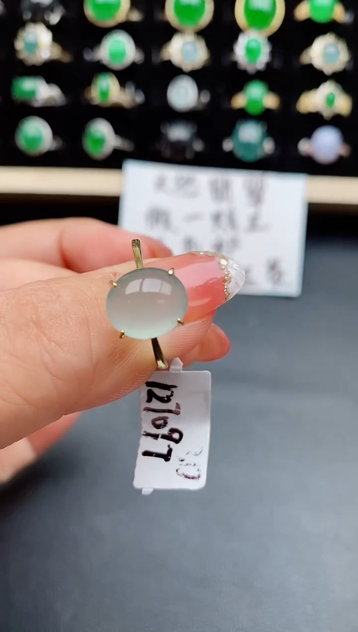 【闪购商品】翡翠戒指银S925镶嵌085005