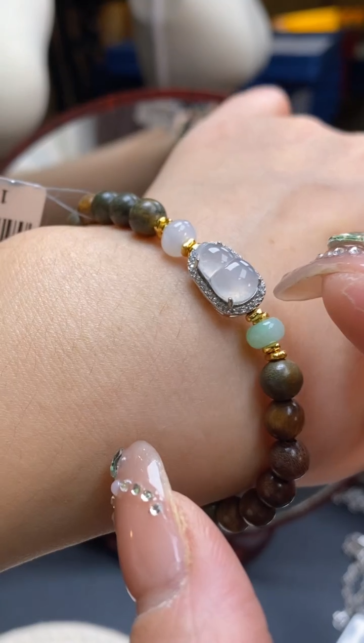 颈饰银S925镶嵌翡翠净货16101