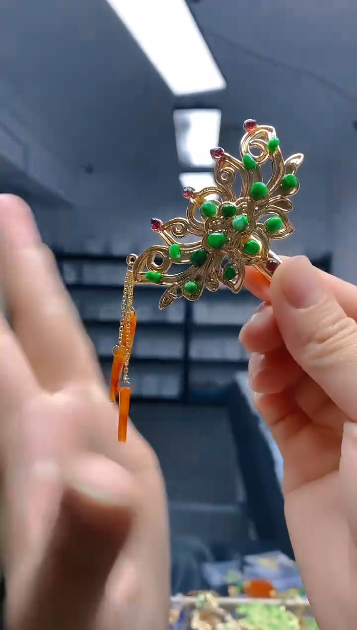 【闪购商品】翡翠耳饰合金0158翡翠发簪