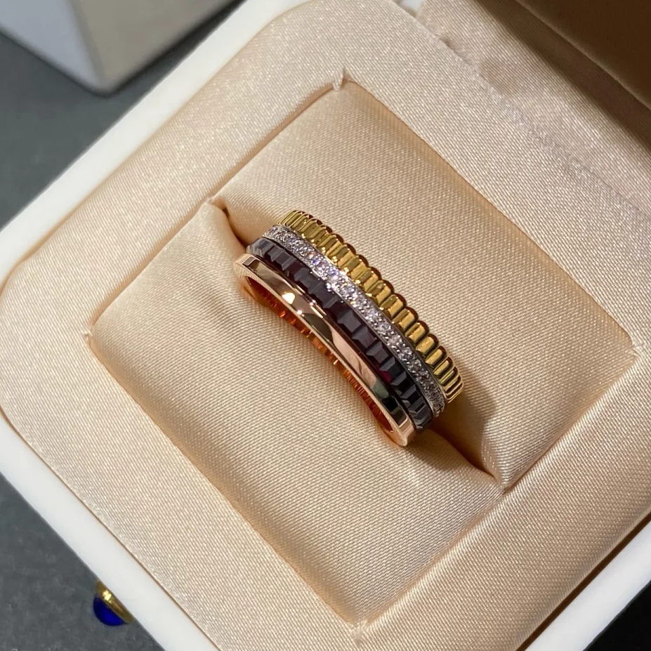 99新 Boucheron/宝诗龙 小花6欢  四层戒指18K玫瑰金 适合51