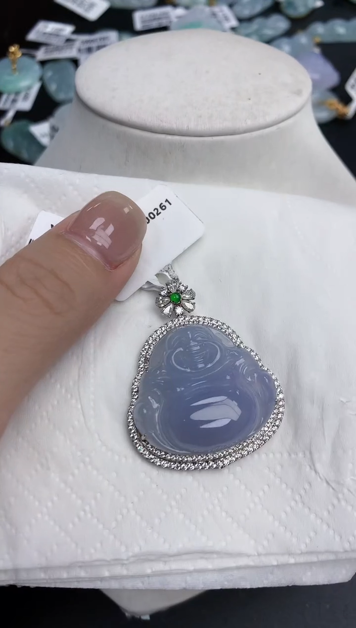 【闪购商品】翡翠颈饰18K金镶嵌天然缅甸翡翠A货