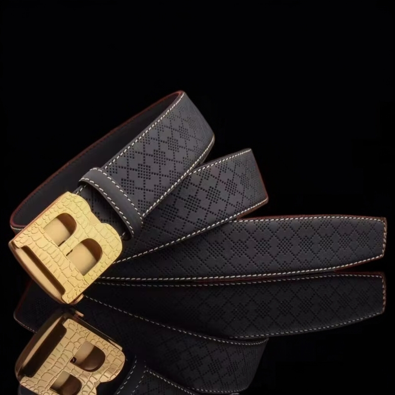 新款不锈钢字母自动扣内穿男士真皮皮带潮流年轻人时尚百搭裤腰带