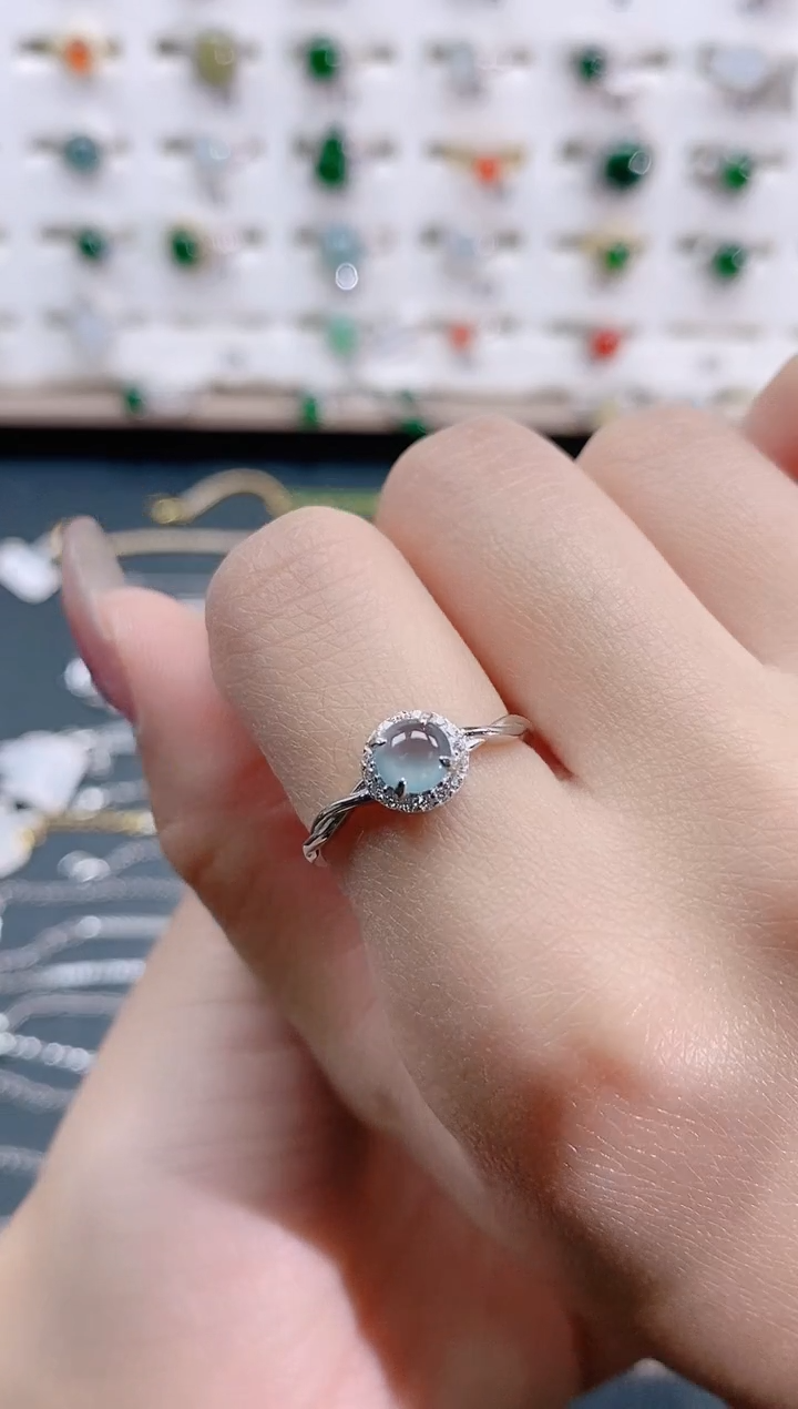 【闪购商品】翡翠银S925镶嵌戒指天然翡翠