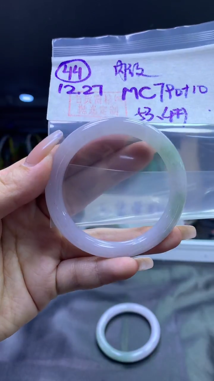 未镶嵌定制翡翠44圆条53.4内纹+790元+拍一发一