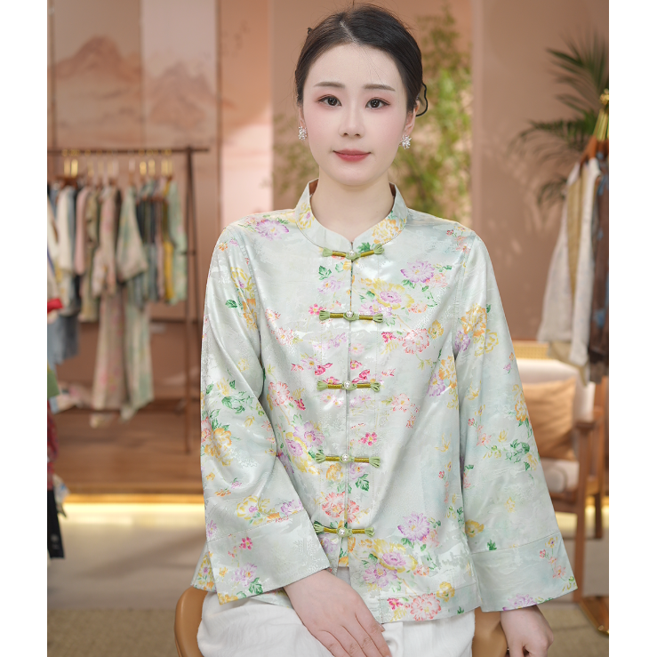 《 如诗如画-外套》2025年秋季新款浮光锦提花立领时尚长袖新中式