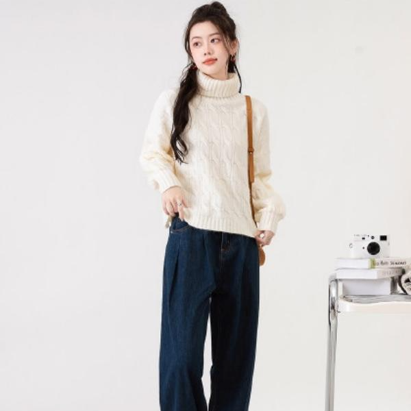 A603长袖高领宽松百搭毛衣R03023WT109