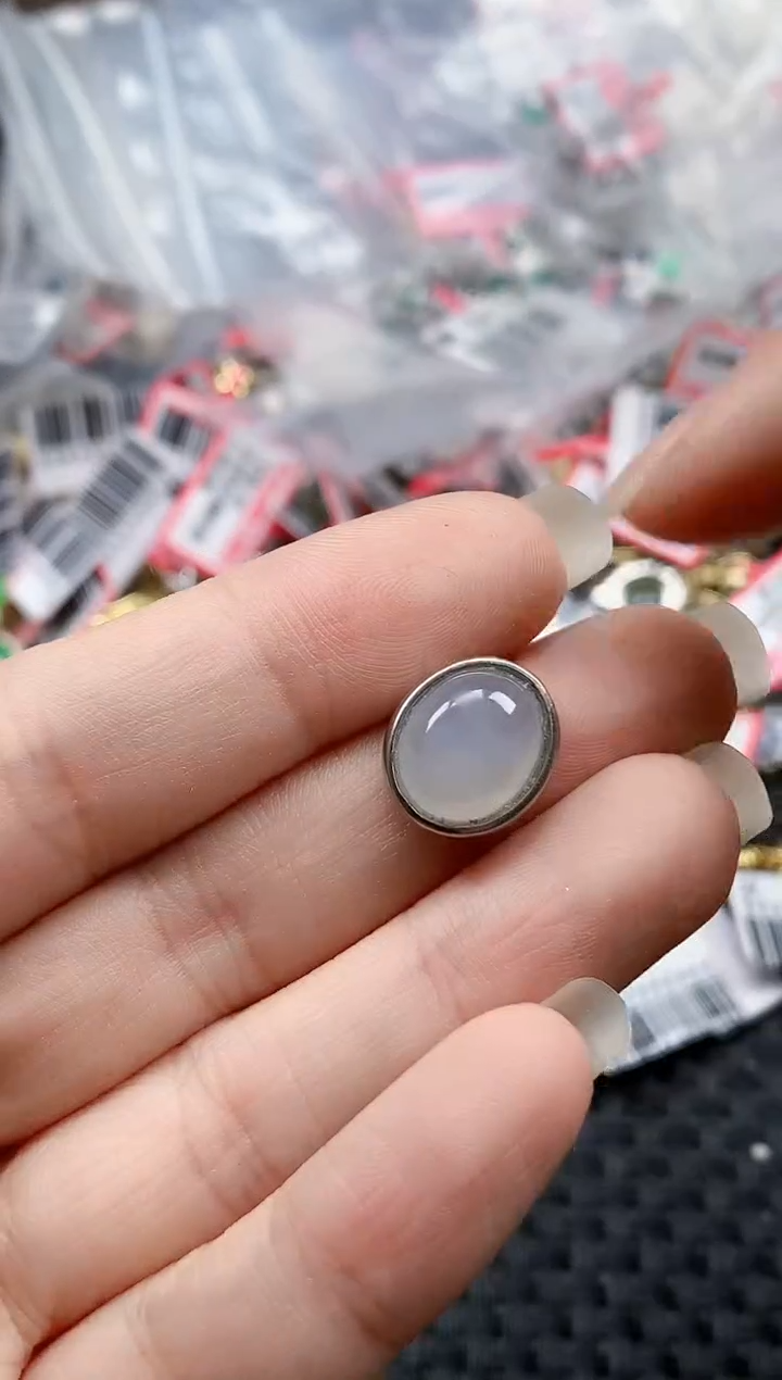 银S925镶嵌戒指翡翠天然A货缅甸翡翠