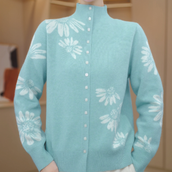 梦调滢蓝2026新款长袖毛衣女漂亮套头立领上衣女外搭气质保暖