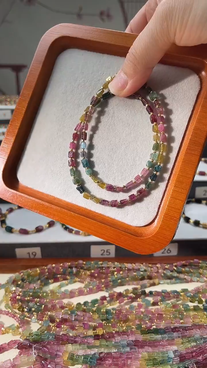 银S925镶嵌手链碧玺6368