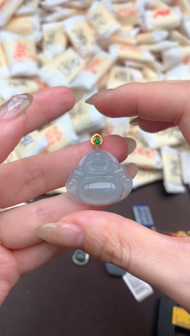 【闪购商品】翡翠挂件18K金镶嵌—