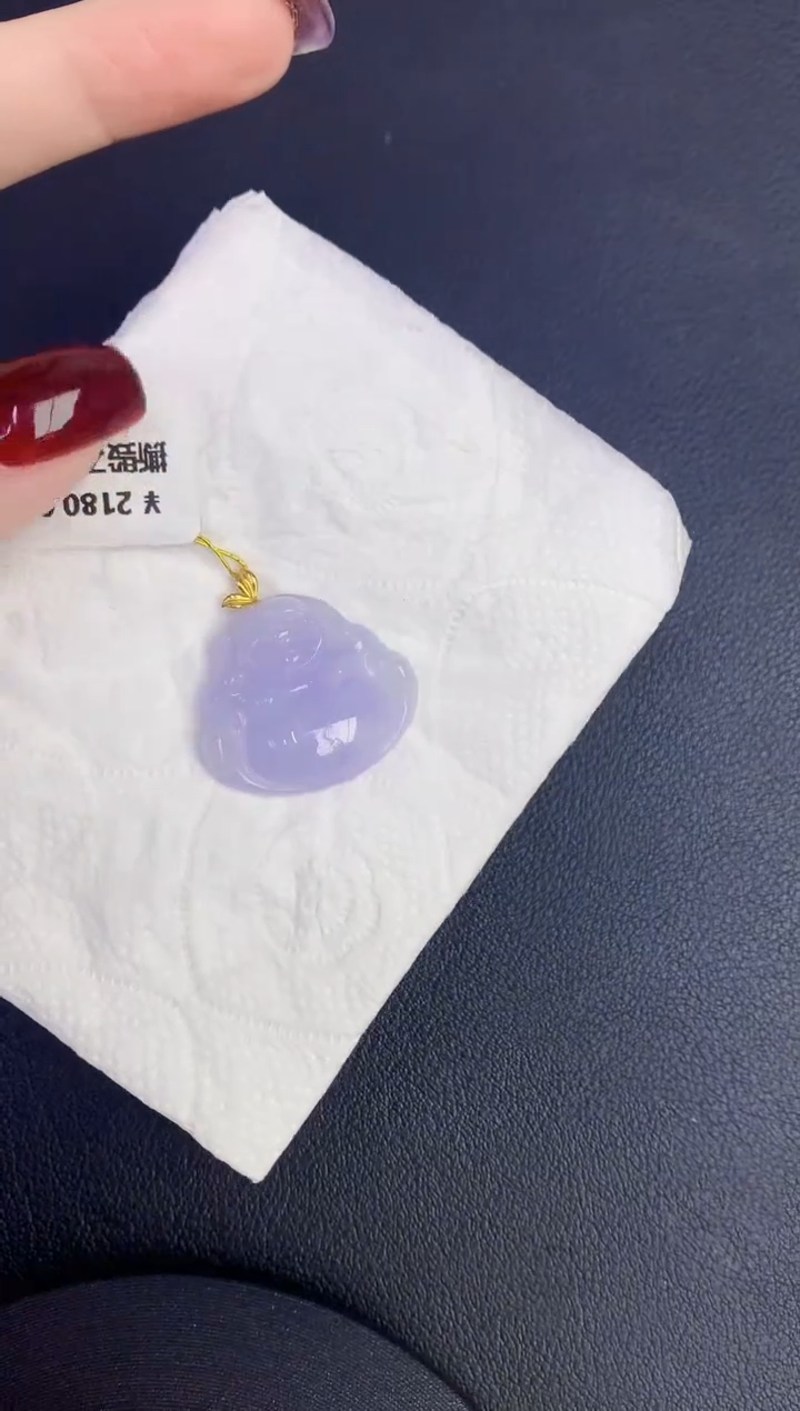 颈饰18K金镶嵌翡翠缅甸天然翡翠a货