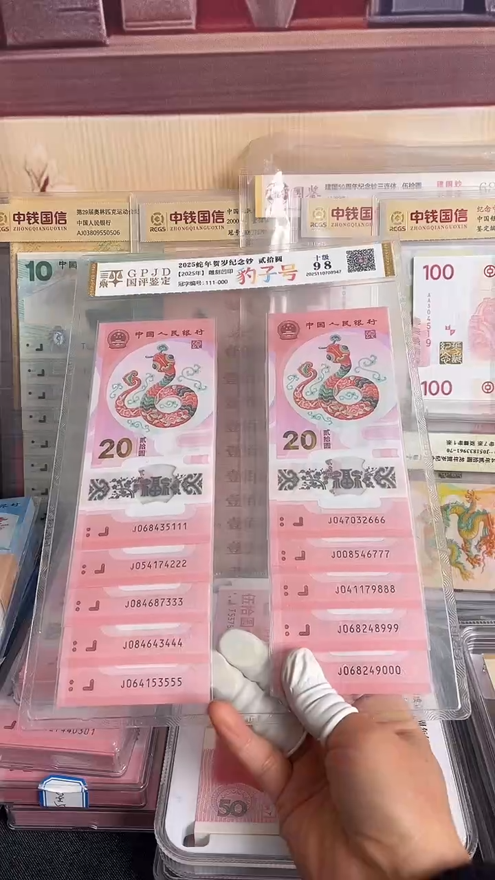 塑料蛇年生肖纪念钞十连号尾豹