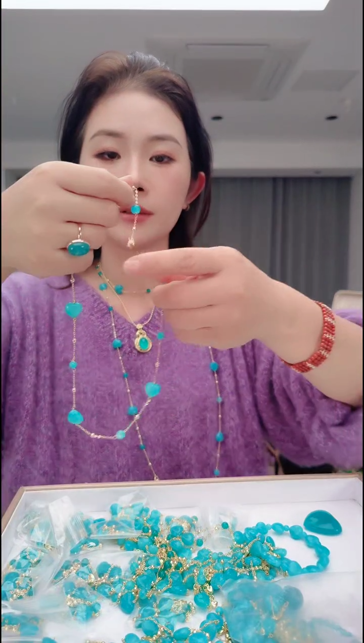 合金耳坠天河石1177天河石爱心项链  