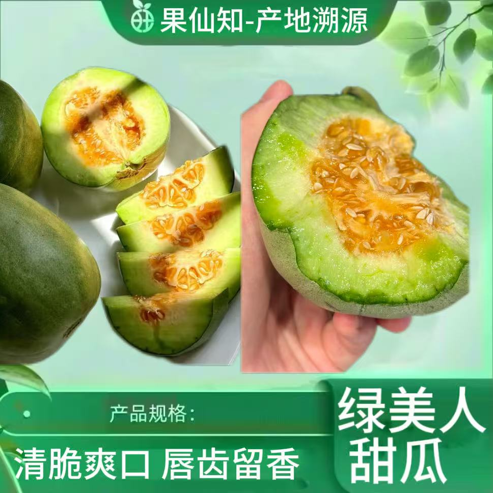 【翡翠绿美人甜瓜-清脆爽口-带箱3斤左右】云南省