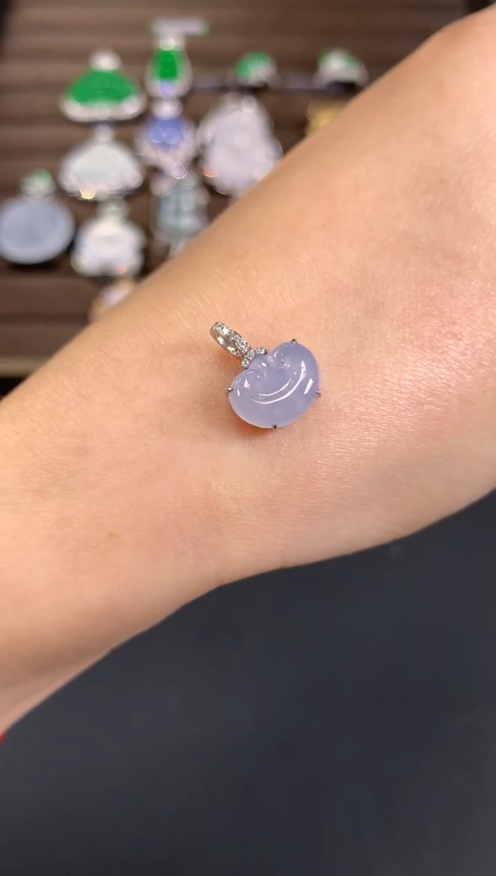 【闪购商品】翡翠吊坠(不含链)18K金镶嵌A566|(多样性发货）拍一发一