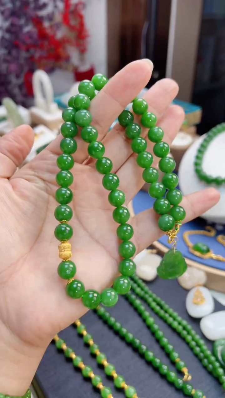 【闪购商品】和田玉项链18K金镶嵌高阶 9.5-10mm