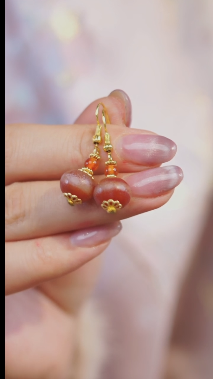 【闪购商品】玛瑙/玉髓耳环未镶嵌多样性发一