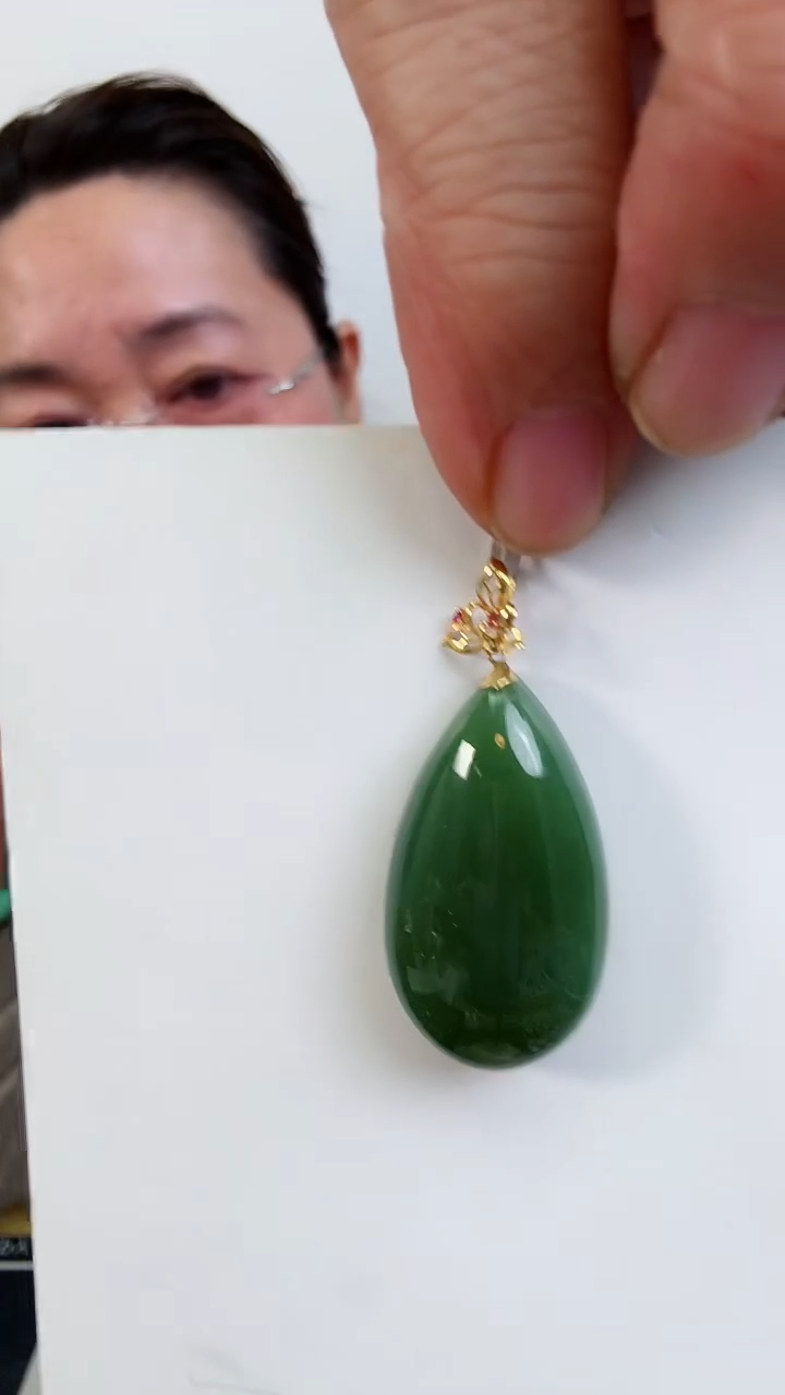 【闪购商品】和田玉吊坠18K金镶嵌吊坠微瑕