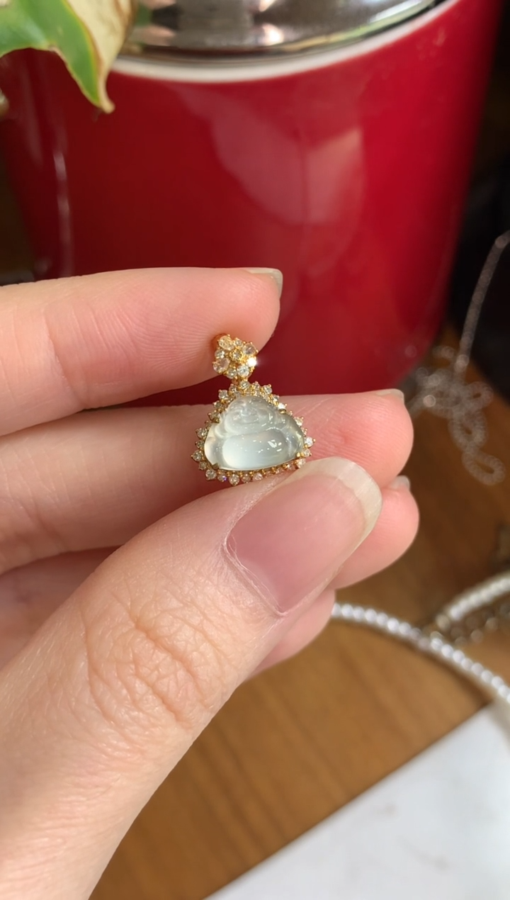 【闪购商品】翡翠颈饰18K金镶嵌佛公