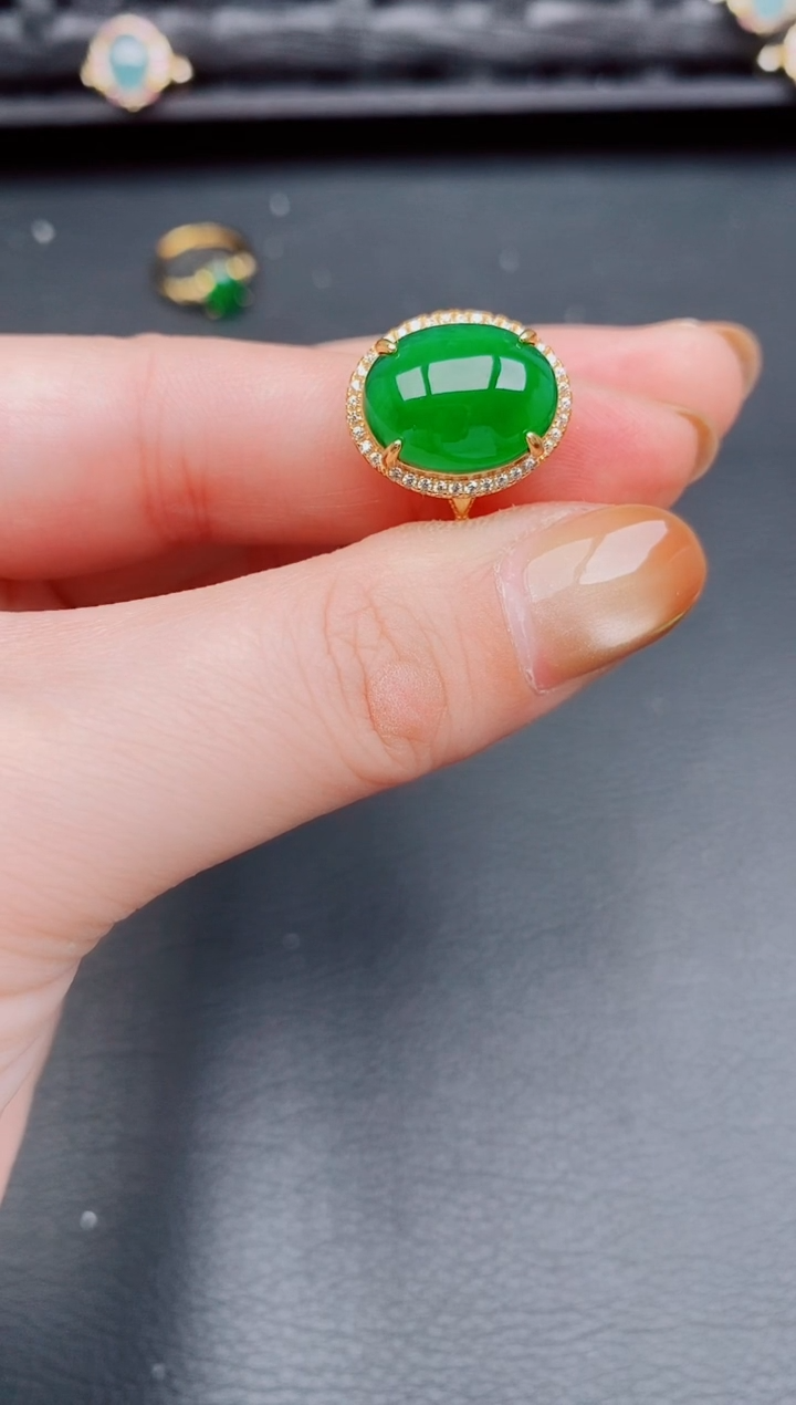 【闪购商品】翡翠戒指银S925镶嵌天然a货翡翠328