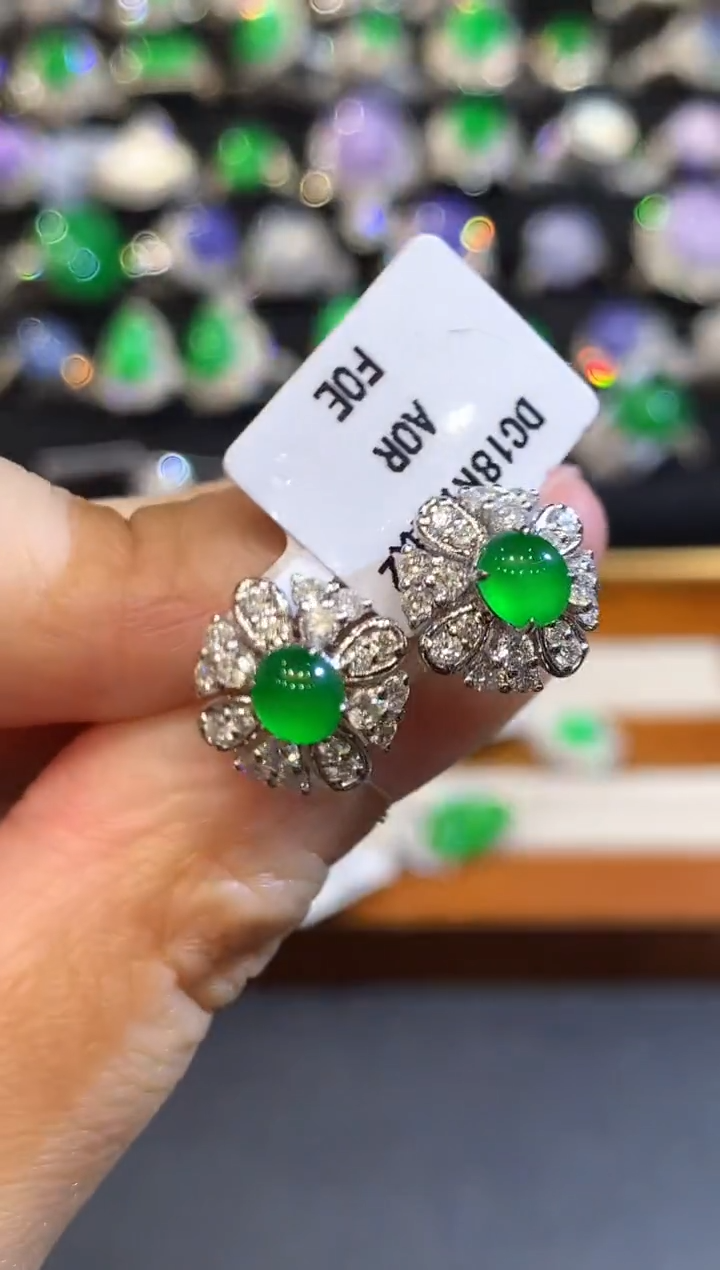 翡翠18K金镶嵌耳饰XYX多样性发其一