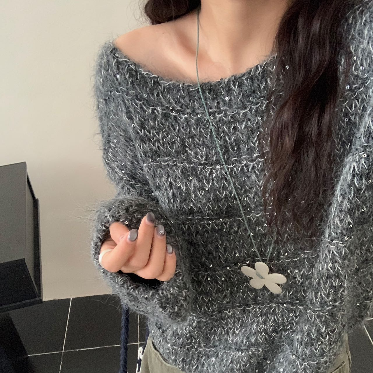 复古慵懒风紫色毛衣女秋冬季2025新款加厚宽松套头圆领针织衫上衣