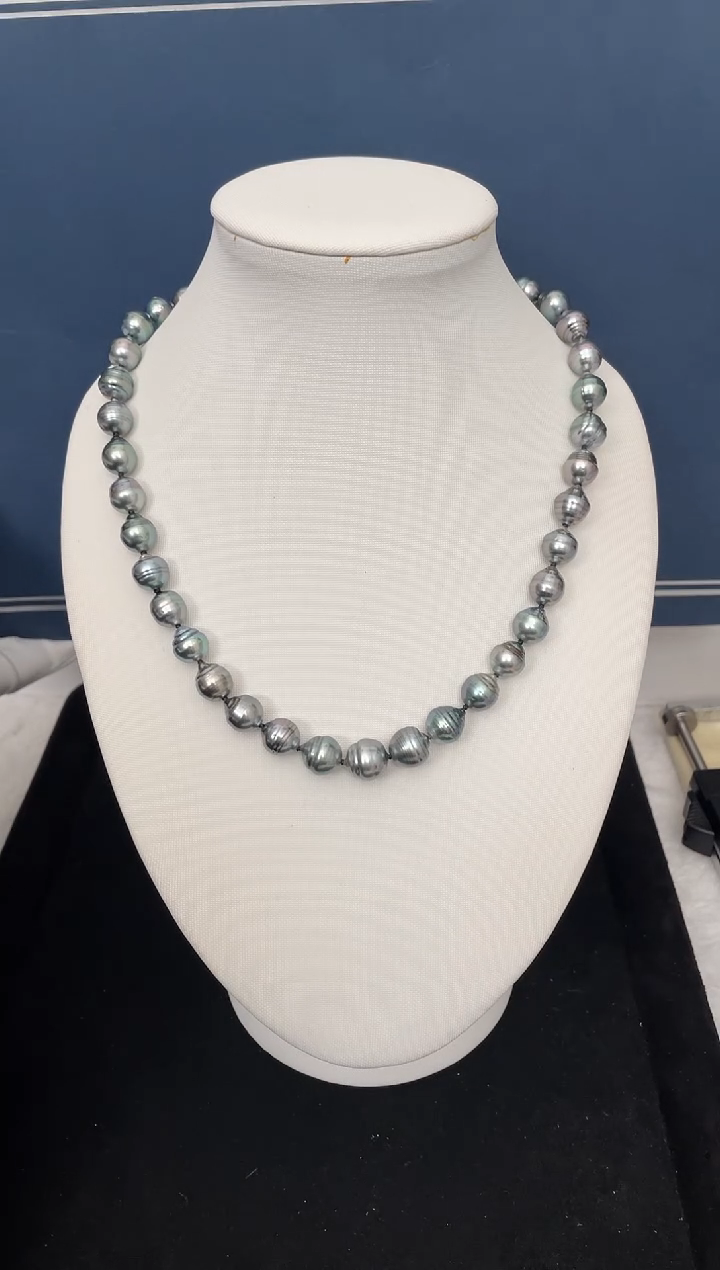 【闪购商品】海水珍珠项链银S925镶嵌大溪地8-11mm（多样性发一）