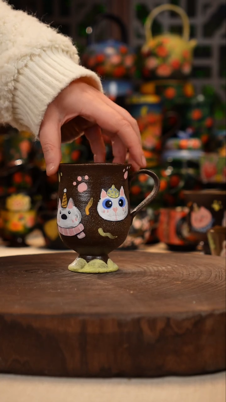 紫砂油画手绘釉下彩