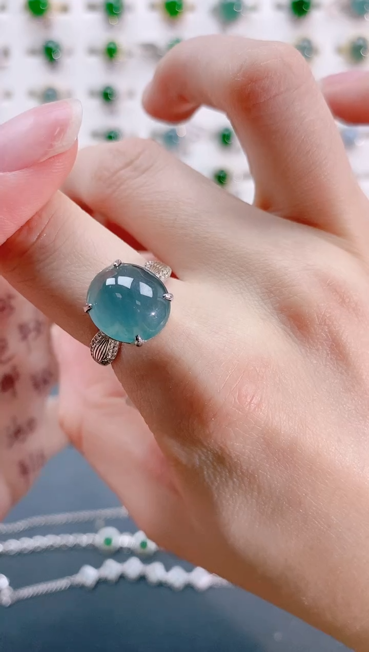 【闪购商品】翡翠戒指银S925镶嵌天然翡翠