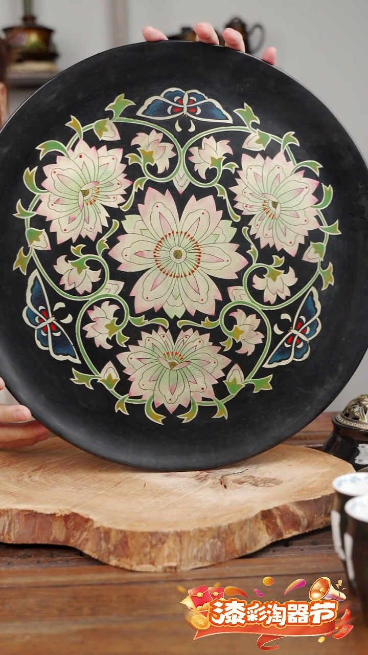 雕银丝光晕彩蝶恋花圆盘（大花）