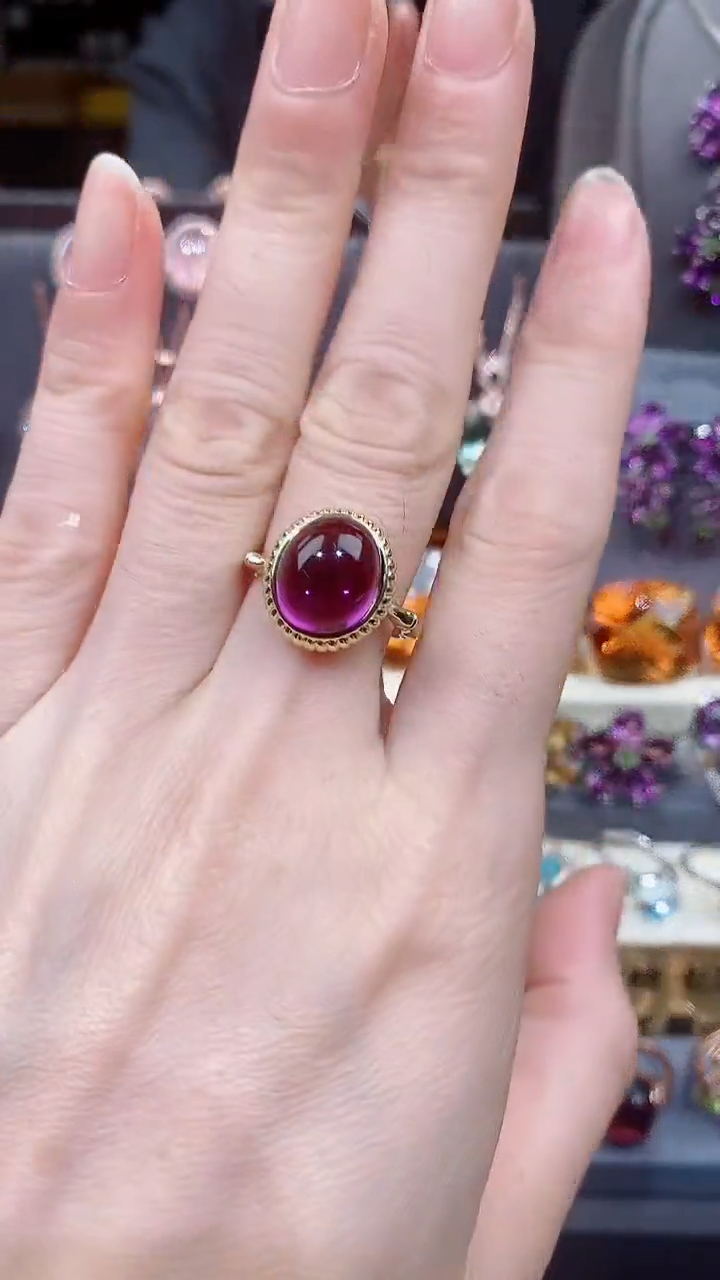 紫晶戒指银S925镶嵌紫晶戒指